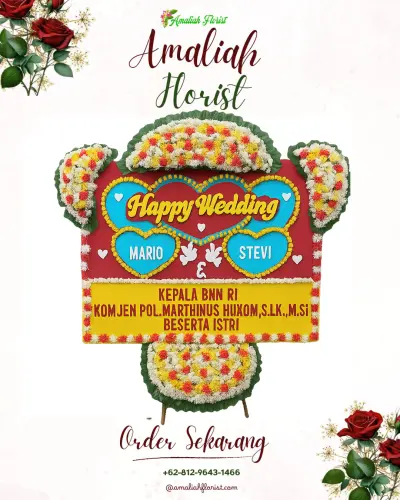 Karangan Papan Bunga Pernikahan di Belumbang